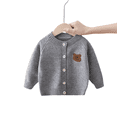 thumbnail image 1 of XBASW Toddler Baby Knit Sweater Cardigan for Boys Girls Cartoon Bear Knit Tops Long Sleeve Spring Fall Cardigan Jacket for 0-5Y, 1 of 10