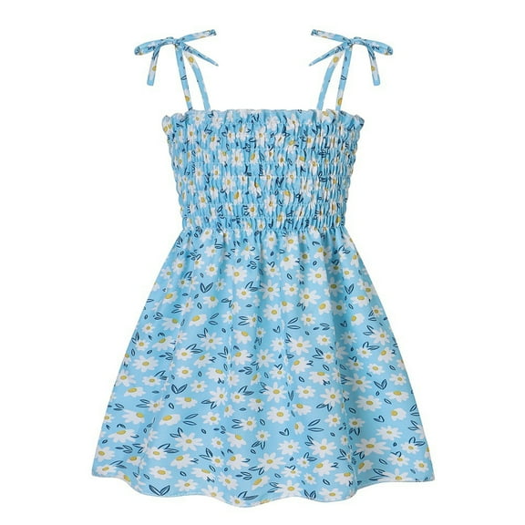 XBASW Toddler Baby Summer Print Dresses for Girl's Sling Beach Sundress Kids Floral Halter Dresses 1-6T