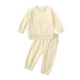 thumbnail image 1 of XBASW Toddler Baby Sweatsuit Outfit for Boys Girls Spring Fall Solid Color Pullover Sweatshirt + Elastic Waist Sweatpants Kids Tracksuit 2PCS Set Size 1-9T, 1 of 12