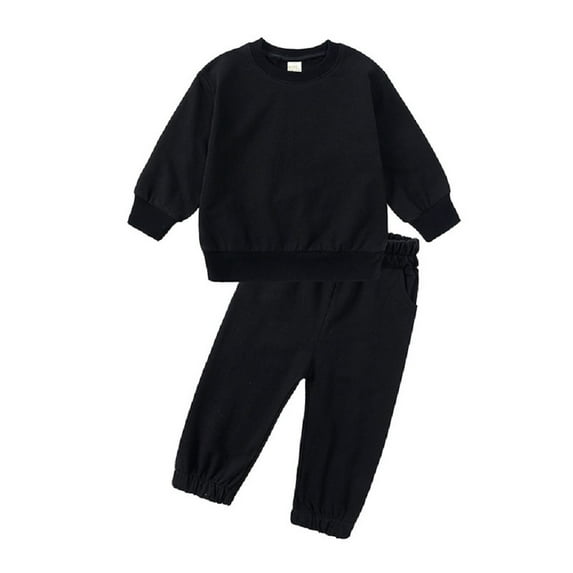 XBASW Toddler Baby Sweatsuit Outfit for Boys Girls Spring Fall Solid Color Pullover Sweatshirt + Elastic Waist Sweatpants Kids Tracksuit 2PCS Set Size 1-9T