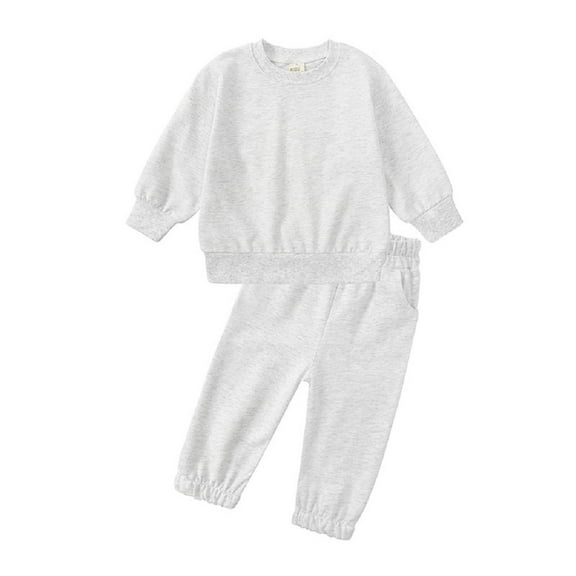 XBASW Toddler Baby Sweatsuit Outfit for Boys Girls Spring Fall Solid Color Pullover Sweatshirt + Elastic Waist Sweatpants Kids Tracksuit 2PCS Set Size 1-9T