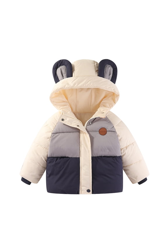 Toddler Baby Winter Cotton Jacket Kids Ears Hooded down Coats Boys' Girls Cartoon Warm Outerwear for 1-7 Years