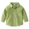 thumbnail image 1 of XBASW Toddler Boys Button up Shirt Lapel Solid Color Dress Shirt Long Sleeved Cotton Cardigan Small Jacket Spring Fall Blouses Tops 1-5T, 1 of 10