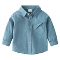thumbnail image 1 of XBASW Toddler Boys Button up Shirt Lapel Solid Color Dress Shirt Long Sleeved Cotton Cardigan Small Jacket Spring Fall Blouses Tops 1-5T, 1 of 10