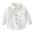 thumbnail image 1 of XBASW Toddler Boys Button up Shirt Lapel Solid Color Dress Shirt Long Sleeved Cotton Cardigan Small Jacket Spring Fall Blouses Tops 1-5T, 1 of 10