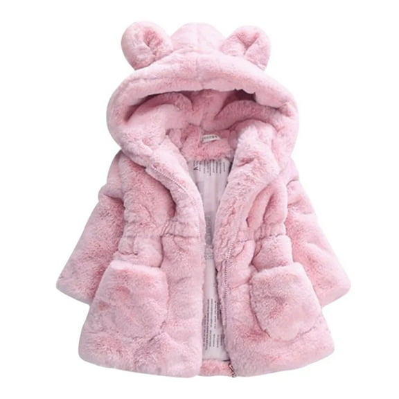 XBASW Toddler Girls Winter Fleece Coat Kids Ear Hooded Jacket Baby Warm Thicken Outwear for Girls 1-8T