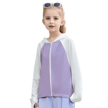 XBASW Toddler Kids Active Sun Protection Jacket Zipper Hooded Sun Shirt Youth Summer Ice Silk Rash Guard for Boys Girls 4-15Y