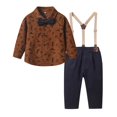 thumbnail image 1 of XBASW Toddler Kids Baby Boys Gentleman Outfit Boys Dress Shirt with Bowtie + Suspender Pants Spring Fall Christmas Wedding Outfits 6M-10 Years, 1 of 10