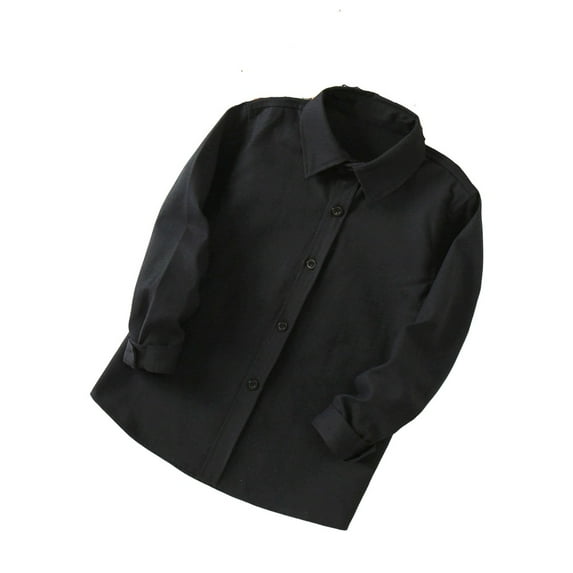 XBASW Toddler Kids Baby Boys Long Sleeve Dress Shirts Formal Uniform Blouse Teen Cotton Solid Color Performance Shirts 3-15T