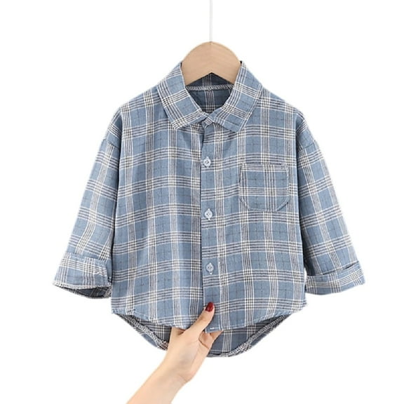 XBASW Toddler Kids Baby Boys Plaid Shirt Spring Fall Loog Sleeves Blouse Button down Casual Shirt for 3-8 Years