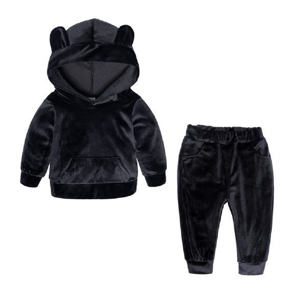 XBASW Toddler Kids Baby Velvet Hoodie Sweatpants Set 9M-5T Spring Fall Long Sleeve Sweatshirt Tops  Jogger Pants Sweatsuit 2PCS Outfits for Girls Boys