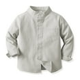 thumbnail image 1 of XBASW Toddler Kids Boys Cotton Shirt Spring Fall Stand Collar Blouses Tops Button down Dress Shirt for Boys 3M-8T, 1 of 8
