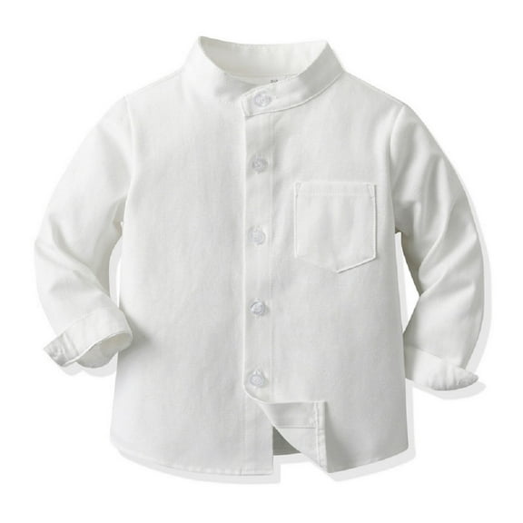 XBASW Toddler Kids Boys Cotton Shirt Spring Fall Stand Collar Blouses Tops Button down Dress Shirt for Boys 3M-8T