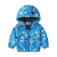 thumbnail image 1 of XBASW Toddler Kids Boys Girls Hooded Raincoat Cartoon Printing Windbreaker Jacket Baby Spring Fall Rain Coat 2-7T, 1 of 8