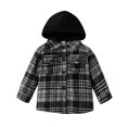 thumbnail image 1 of XBASW Toddler Kids Boys Girls Plaid Shirt Hooded Cardigan Jacket Baby Button Spring Fall Long Sleeve Blouses Tops 1-6 Years, 1 of 9