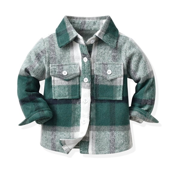 XBASW Toddler Kids Boys Girls Plaid Shirts Long Sleeve Cardigan Jacket Button down Blouses Tops for 1-6 Years