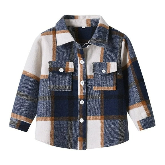 XBASW Toddler Kids Boys Girls Plaid Shirts Long Sleeve Cardigan Jacket Button down Blouses Tops for 1-6 Years