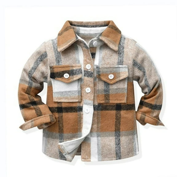 XBASW Toddler Kids Boys Girls Plaid Shirts Long Sleeve Cardigan Jacket Button down Blouses Tops for 1-6 Years