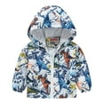 thumbnail image 1 of XBASW Toddler Kids Boys Hooded Raincoat Dinosaur Printed Windbreaker Jacket Long Sleeve Spring Autumn Light Trench Rain Coat Outerwear 1-8Y, 1 of 11
