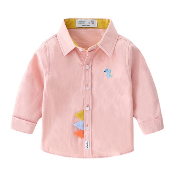 XBASW Toddler Kids Boys Spring Autumn Henley Shirt Button up Long Sleeve Blouses Cotton Cartoon Tops for Boys 1-8T