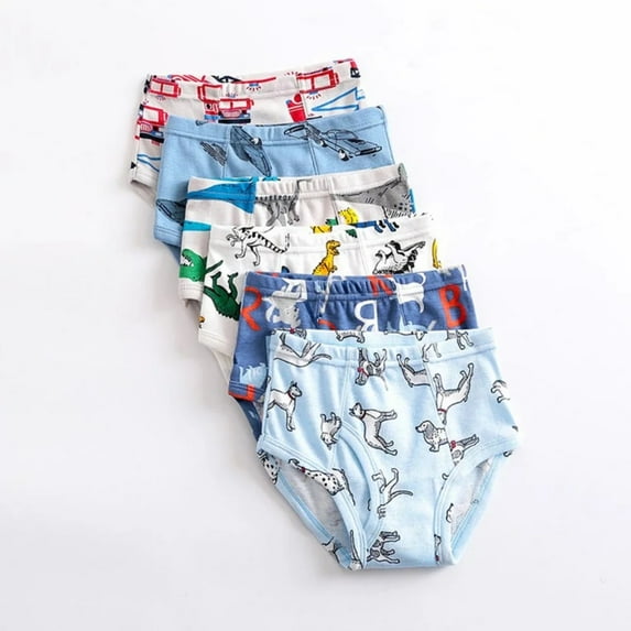 XBASW Toddler Kids Boys' Underwear 100% Cotton Briefs Dinosaur Prints Underpants Pack of 6 for 2-10 Years