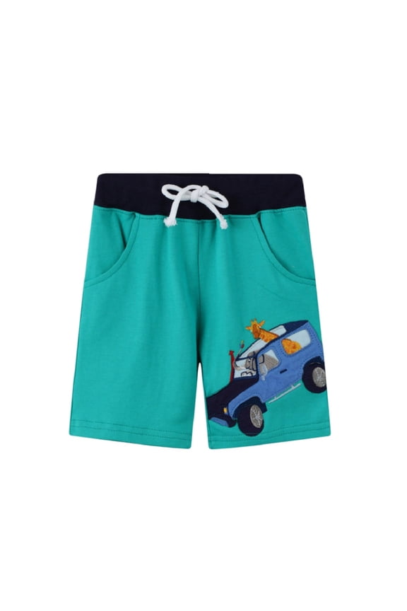 Toddler Kids Embroidery Shorts for Boys Cartoon Pattern Short Pants Summer Boys Jogger Shorts for Baby 2~7 Years