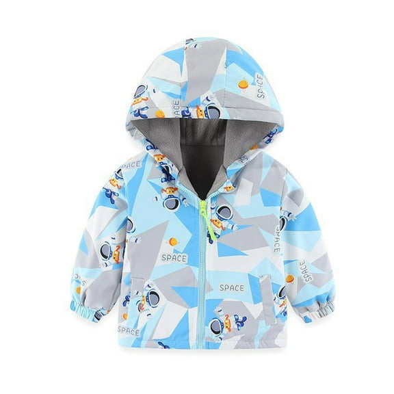 XBASW Toddler Kids Fleece Jacket Hooded Raincoat Baby Waterproof Coats Zipper Thick Warm Outerwear for Boys Girls 1-6 Years