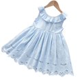 thumbnail image 1 of XBASW Toddler Kids Girls Dress Baby Bow Sleeveless Sundress Summer Lace Hollow out Dresses for Girls Size 2 -7 Years, 1 of 10