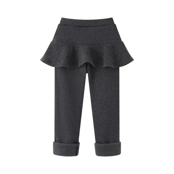 XBASW Toddler Kids Girls Fleece Lined Leggings with Ruffle Skirt Winter Skirted Leggings Warm Trousers 2 - 10 Years