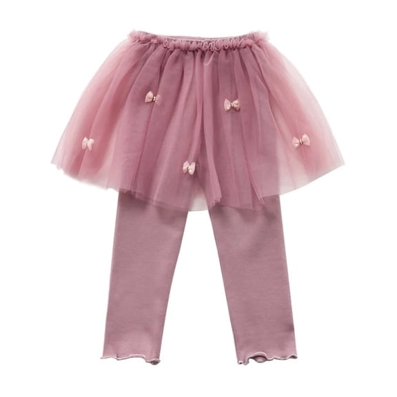 XBASW Toddler Kids Girls Leggings with Tulle Tutu Skirts Spring Fall Girls Casual Pantskirt Dance Trousers for 2-8 Years