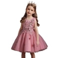 thumbnail image 1 of XBASW Toddler Kids Girls Mesh Princess Dress Floral Tulle Bridesmaid Dress Baby Girls Embroidery Birthday Party Gowns 3-13T, 1 of 9