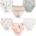 thumbnail image 1 of XBASW Toddler Kids Girls Underwear Cotton Briefs Print Soft Panties Breathable Triangle Shorts Undies Pack of 6 (4-10T), 1 of 9