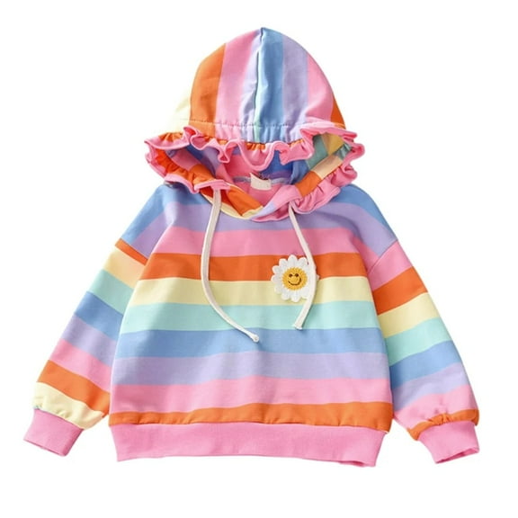 XBASW Toddler Kids Hooded Flower Sweatshirts for Girls Spring Fall Pullover Tops Cotton Sweaters Hoodies 18M-6T
