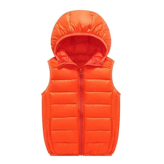 XBASW Toddler Kids Hooded Puffer Cotton Vest Full Zip Waistcoat Light Sleeveless Jacket for Boys Girls 3-12 Years