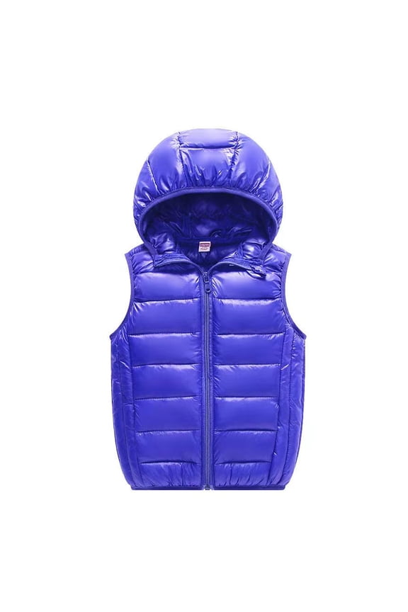 Toddler Kids Hooded Puffer Cotton Vest Full Zip Waistcoat Light Sleeveless Jacket for Boys Girls 3-12 Years