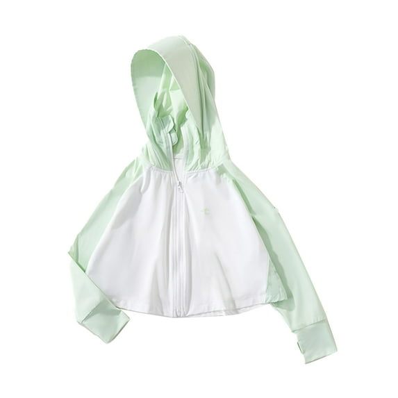 XBASW Toddler Kids Ice Silk Sun Protection Jacket for Boys Girls Patchwork Color Sun Shirt Summer Unisex Hooded Rashguard for 2-12 Years