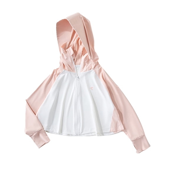 XBASW Toddler Kids Ice Silk Sun Protection Jacket for Boys Girls Patchwork Color Sun Shirt Summer Unisex Hooded Rashguard for 2-12 Years