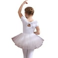thumbnail image 1 of XBASW Toddler Kids Leotards Gymnastics for Girls Toddler Dance Tutu Dress with Bow Back Long/Short Sleeve Tutu Skirt Practice Clothing 3-11Y, 1 of 9