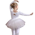 thumbnail image 1 of XBASW Toddler Kids Leotards Gymnastics for Girls Toddler Dance Tutu Dress with Bow Back Long/Short Sleeve Tutu Skirt Practice Clothing 3-11Y, 1 of 11