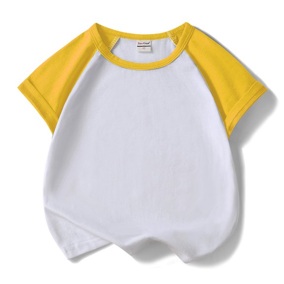 XBASW Toddler Kids Summer Short-Sleeved T-Shirt for Boys Girls Cotton Tees Unisex Color Match Pullover Tops for 3-9 Years