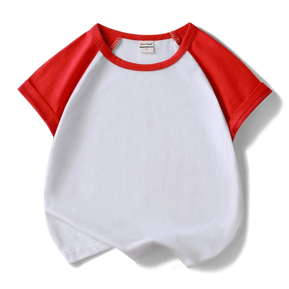 XBASW Toddler Kids Summer Short-Sleeved T-Shirt for Boys Girls Cotton Tees Unisex Color Match Pullover Tops for 3-9 Years