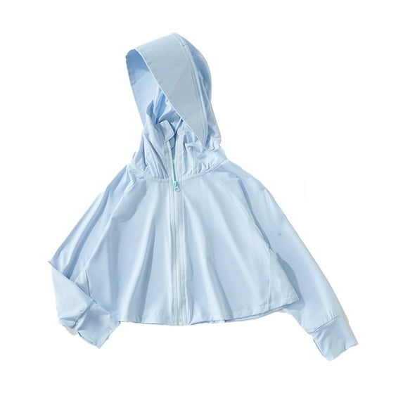 XBASW Toddler Kids Sun Protection Jacket UPF 50+ Sun Suits Baby Ice Silk Rash Guard Zip up Hoodie Top for Girls Boys Size 2-12T