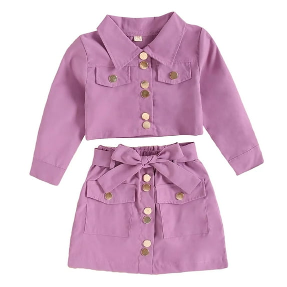 XBASW Toddler KidsGirl's Spring Autumn Denim Skirt Set Long-Sleeve Button Jacket Tops and Bow Skirt Jeans Outfits 18M-6Y