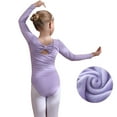 thumbnail image 1 of XBASW Toddler Winter Fleece Leotards for Girls Long Sleeve Gymnastic Bow Tie Back Ballet Dance Outfits for Kids Size 3-11Y, 1 of 10