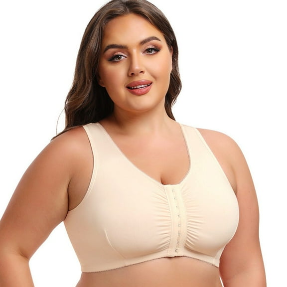 XBASW Underwear Bras for Women's Front Closure Bra Womens Plus Size Full Cup Wirefree Bralette L-6XL