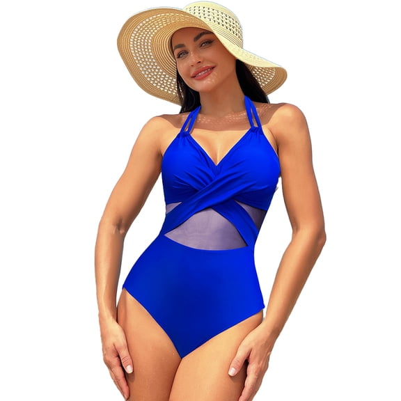 XBASW Women One Piece Swimsuits High Waisted Bikini Bathing Suit Mesh Sports Swimwear for Womens S-XXL