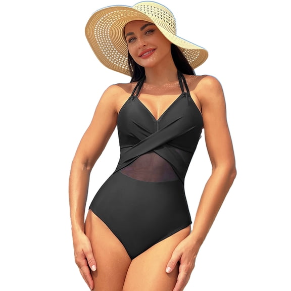 XBASW Women One Piece Swimsuits High Waisted Bikini Bathing Suit Mesh Sports Swimwear for Womens S-XXL