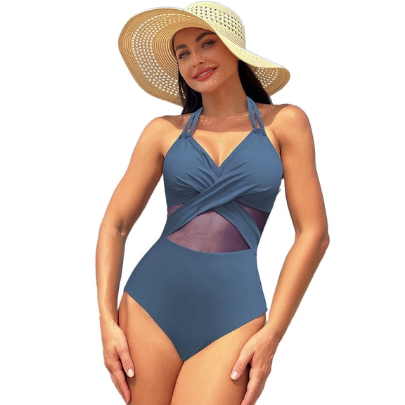 XBASW Women One Piece Swimsuits High Waisted Bikini Bathing Suit Mesh Sports Swimwear for Womens S-XXL
