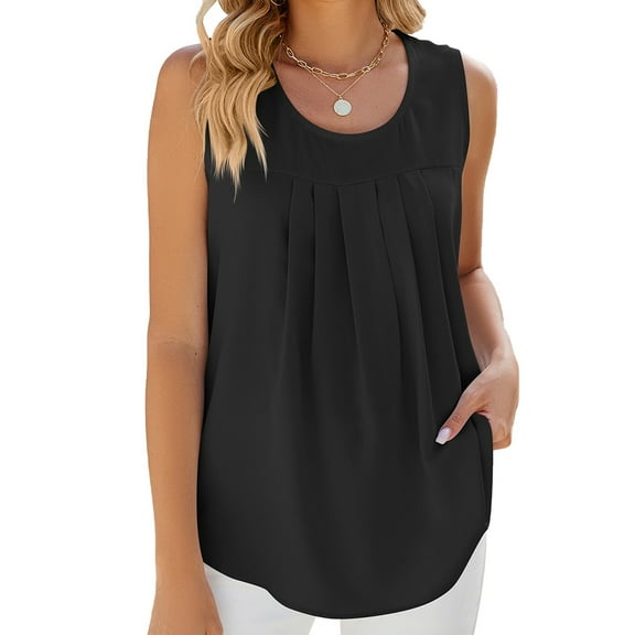 XBASW Women's Chiffon Tank Tops Summer Tunic Sleeveless Blouse Loose Casual Work Shirts for Womens S-2XL