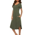 thumbnail image 1 of XBASW Women's Cotton Nightgowns V Neck Nightshirt Short Sleeve Pjs Dress Womens Loose with Pocket Sleepwear for Summer S-XXL, 1 of 9